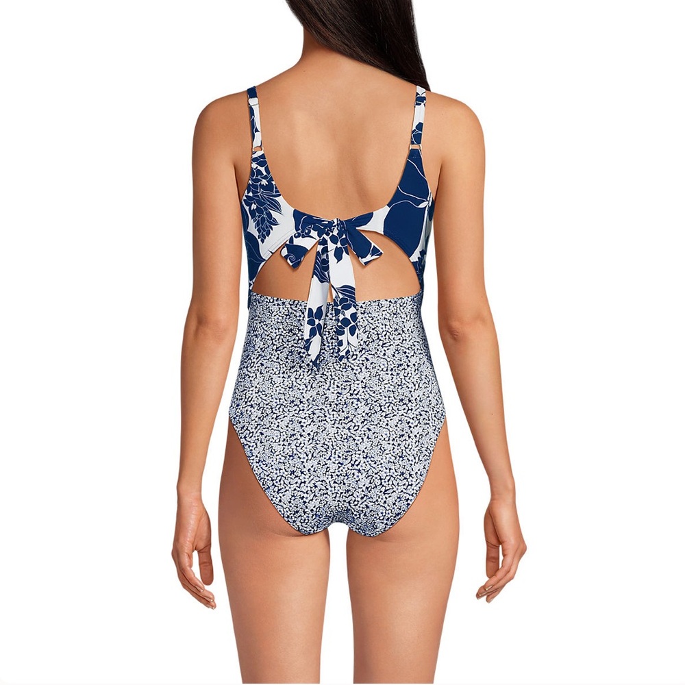Lands end Monokini high leg Floral and High-Waisted Swimsuit - Picture 5 of 6